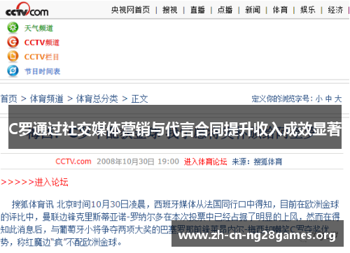 C罗通过社交媒体营销与代言合同提升收入成效显著