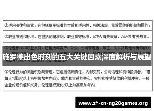 施罗德出色时刻的五大关键因素深度解析与展望
